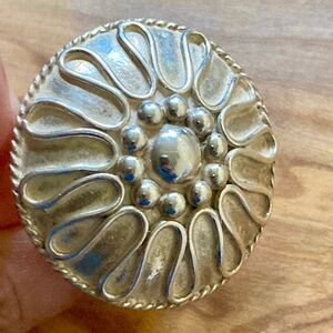 Vintage Sterling Silver Large Round 925 Statement Ring Stunning Southwest Sz 6